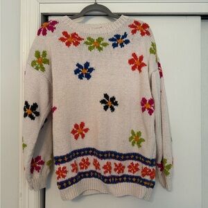 Capezio vintage handknit sweater with floral design